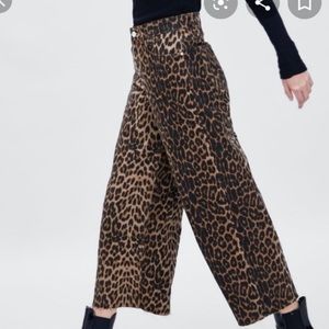 Zara mid rise culotte leopard print
